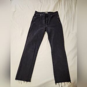 Black Washed Straight Leg Jeans